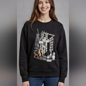 DKNY Black Sweatshirt Cityscape Design Soft  Style Size M